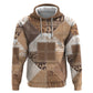 African American Quilt Inspired Zip Hoodie Wild Animal Skin African Beige Tribal Elements