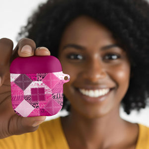 African American Quilt Inspired AirPods Case Wild Animal Skin African Pink Tribal Elements