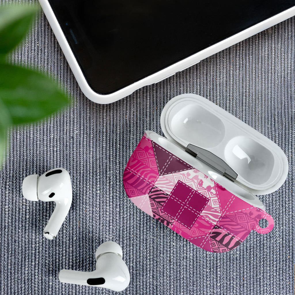 African American Quilt Inspired AirPods Case Wild Animal Skin African Pink Tribal Elements
