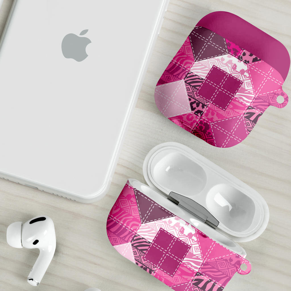 African American Quilt Inspired AirPods Case Wild Animal Skin African Pink Tribal Elements