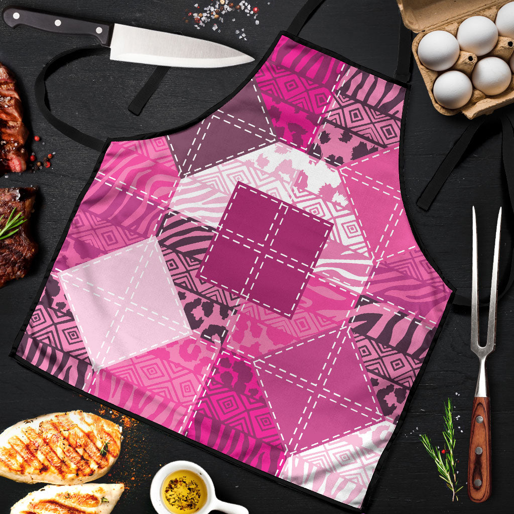 African American Quilt Inspired Apron Wild Animal Skin African Pink Tribal Elements