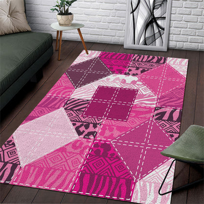 African American Quilt Inspired Area Rug Wild Animal Skin African Pink Tribal Elements