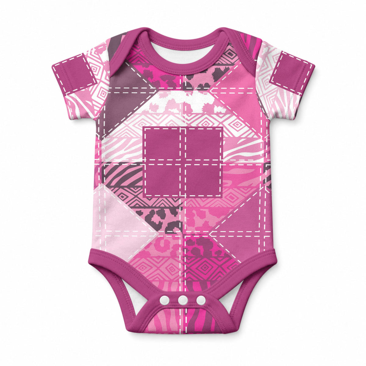 African American Quilt Inspired Baby Onesie Wild Animal Skin African Pink Tribal Elements