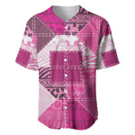 African American Quilt Inspired Baseball Jersey Wild Animal Skin African Pink Tribal Elements