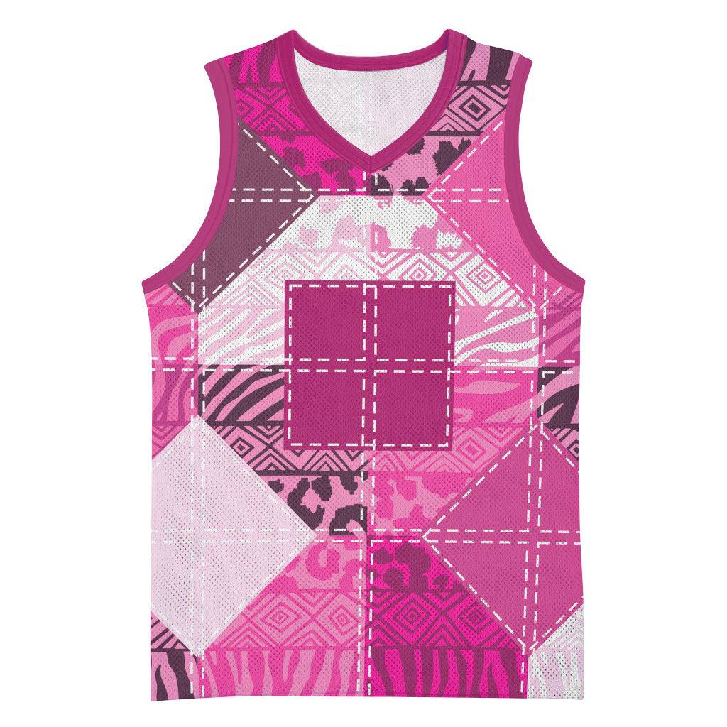 African American Quilt Inspired Basketball Jersey Wild Animal Skin African Pink Tribal Elements