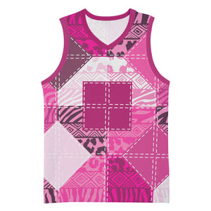 African American Quilt Inspired Basketball Jersey Wild Animal Skin African Pink Tribal Elements