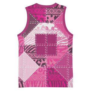 African American Quilt Inspired Basketball Jersey Wild Animal Skin African Pink Tribal Elements