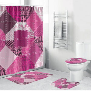African American Quilt Inspired Bathroom Set Wild Animal Skin African Pink Tribal Elements