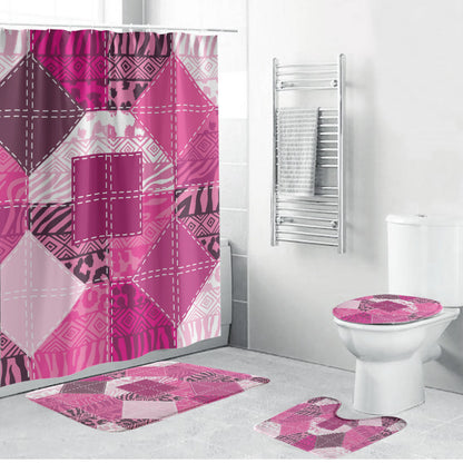 African American Quilt Inspired Bathroom Set Wild Animal Skin African Pink Tribal Elements