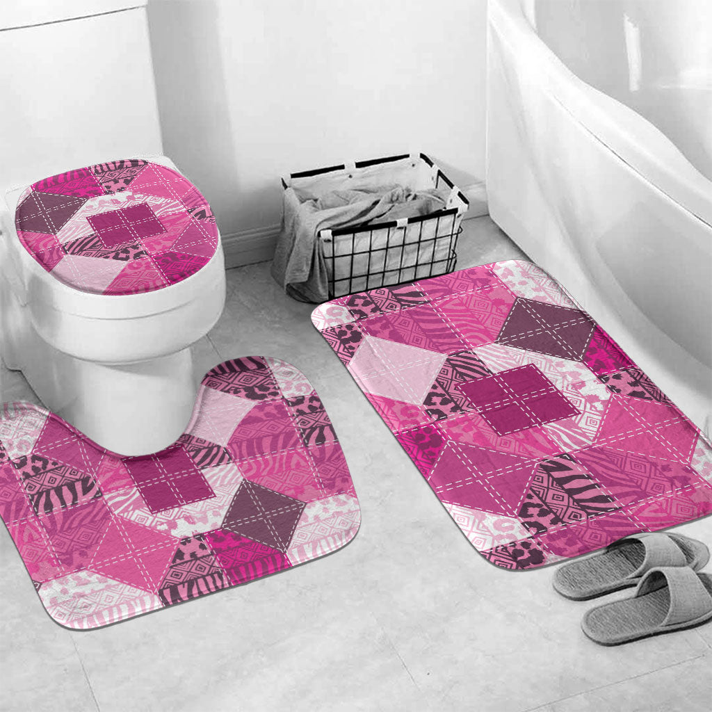 African American Quilt Inspired Bathroom Set Wild Animal Skin African Pink Tribal Elements