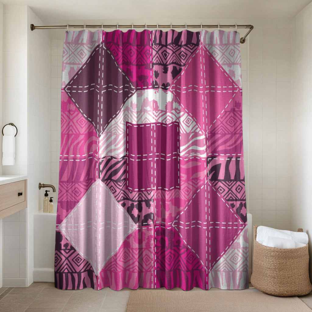 African American Quilt Inspired Bathroom Set Wild Animal Skin African Pink Tribal Elements