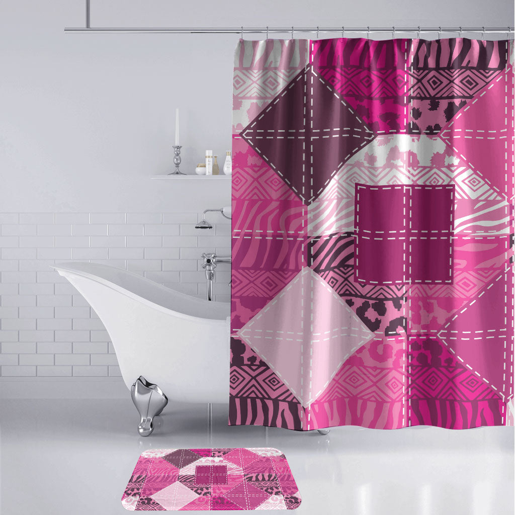 African American Quilt Inspired Bathroom Set Wild Animal Skin African Pink Tribal Elements