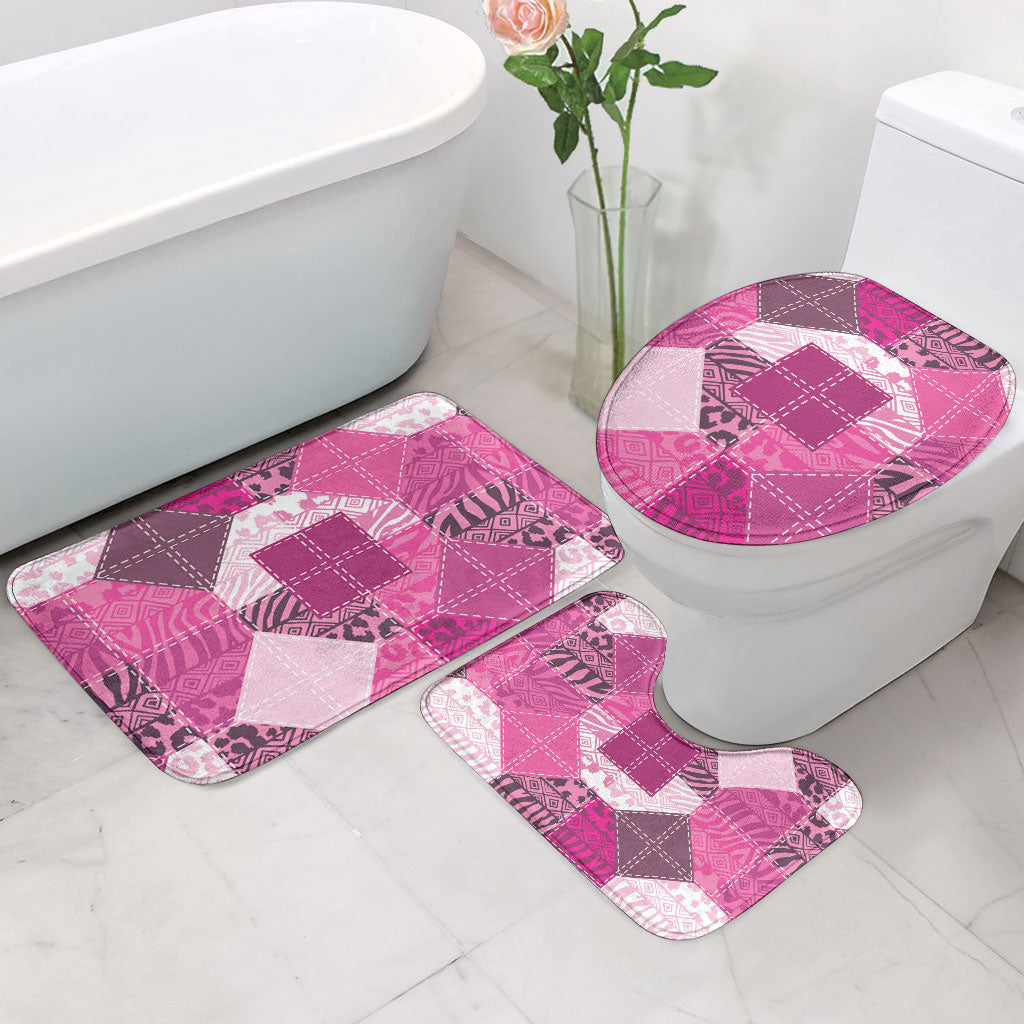 African American Quilt Inspired Bathroom Set Wild Animal Skin African Pink Tribal Elements