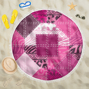 African American Quilt Inspired Beach Blanket Wild Animal Skin African Pink Tribal Elements