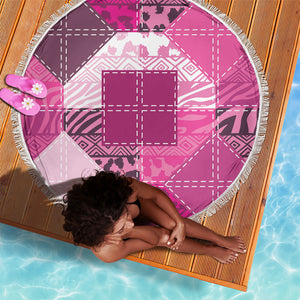 African American Quilt Inspired Beach Blanket Wild Animal Skin African Pink Tribal Elements