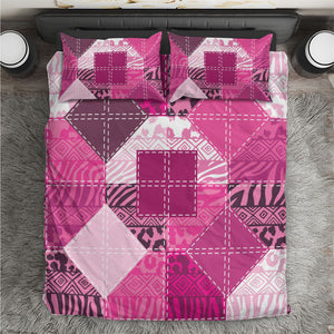 African American Quilt Inspired Bedding Set Wild Animal Skin African Pink Tribal Elements