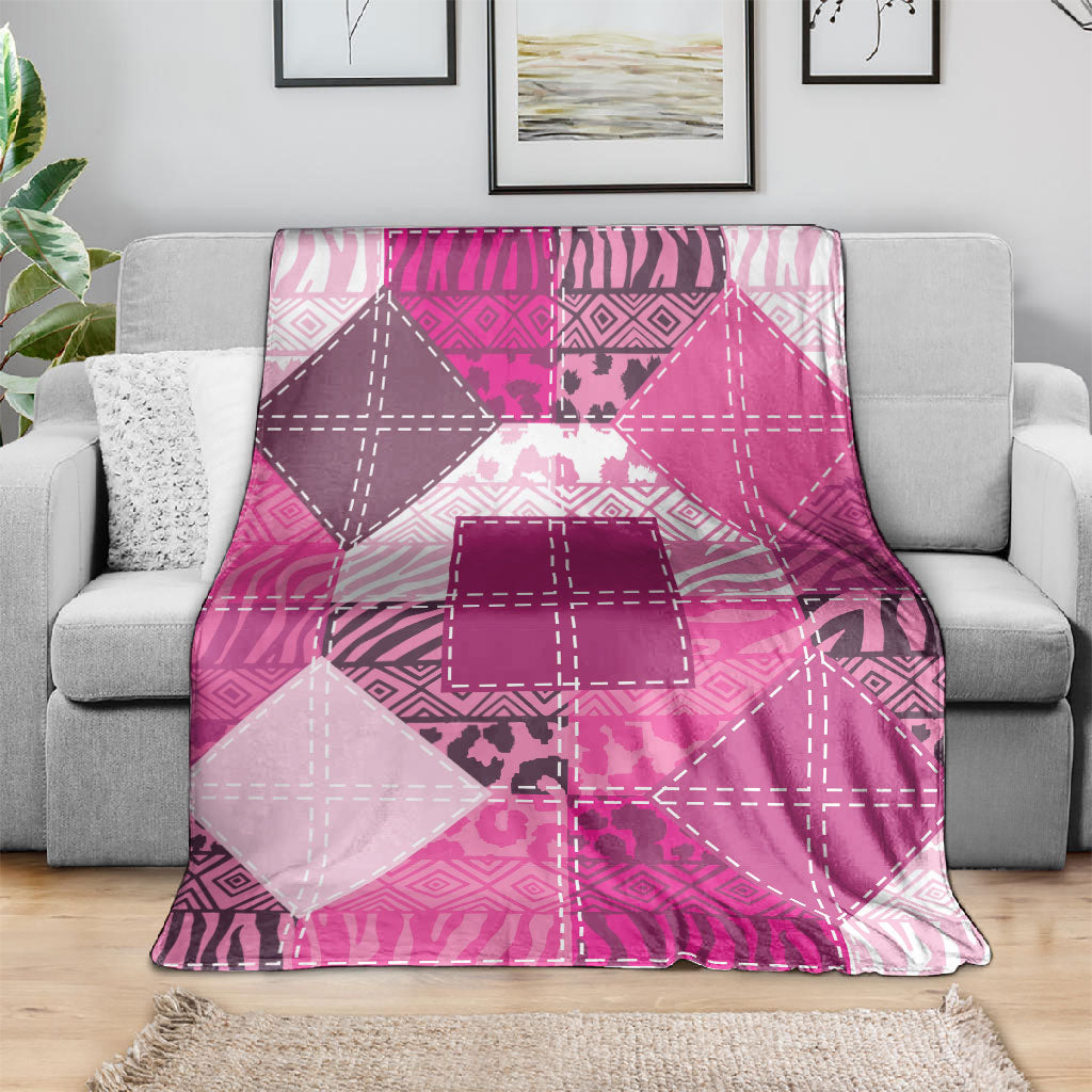 African American Quilt Inspired Blanket Wild Animal Skin African Pink Tribal Elements