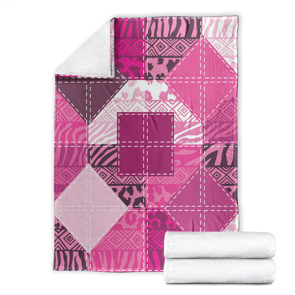 African American Quilt Inspired Blanket Wild Animal Skin African Pink Tribal Elements