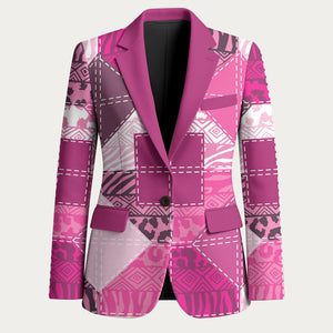 African American Quilt Inspired Blazer Wild Animal Skin African Pink Tribal Elements