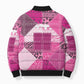 African American Quilt Inspired Bomber Puffer Jacket Wild Animal Skin African Pink Tribal Elements