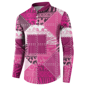 African American Quilt Inspired Button Sweatshirt Wild Animal Skin African Pink Tribal Elements