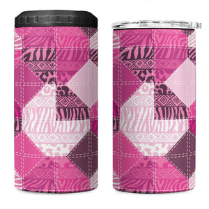 African American Quilt Inspired 4 in 1 Can Cooler Tumbler Wild Animal Skin African Pink Tribal Elements