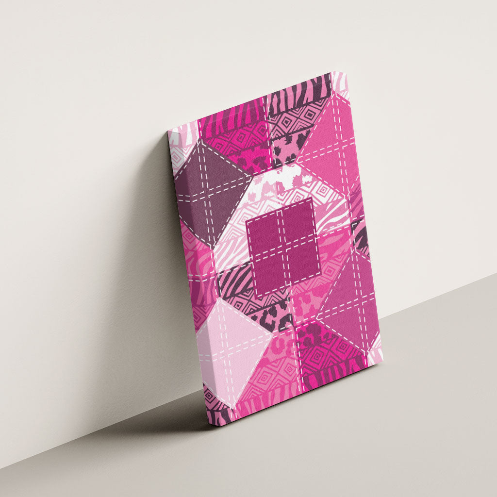 African American Quilt Inspired Canvas Wall Art Wild Animal Skin African Pink Tribal Elements