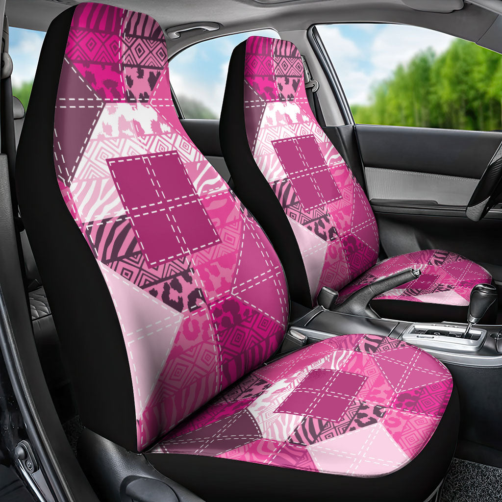African American Quilt Inspired Car Seat Cover Wild Animal Skin African Pink Tribal Elements