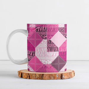 African American Quilt Inspired Ceramic Mug Wild Animal Skin African Pink Tribal Elements