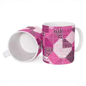 African American Quilt Inspired Ceramic Mug Wild Animal Skin African Pink Tribal Elements