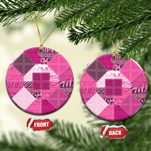African American Quilt Inspired Ceramic Ornament Wild Animal Skin African Pink Tribal Elements