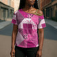 African American Quilt Inspired Cross Shoulder Shirt Wild Animal Skin African Pink Tribal Elements