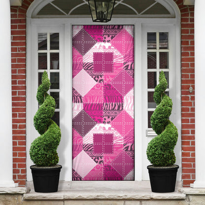African American Quilt Inspired Door Cover Wild Animal Skin African Pink Tribal Elements