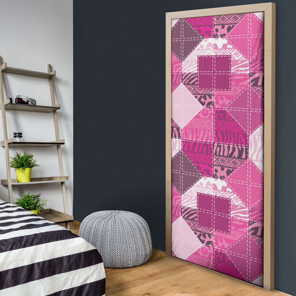 African American Quilt Inspired Door Cover Wild Animal Skin African Pink Tribal Elements