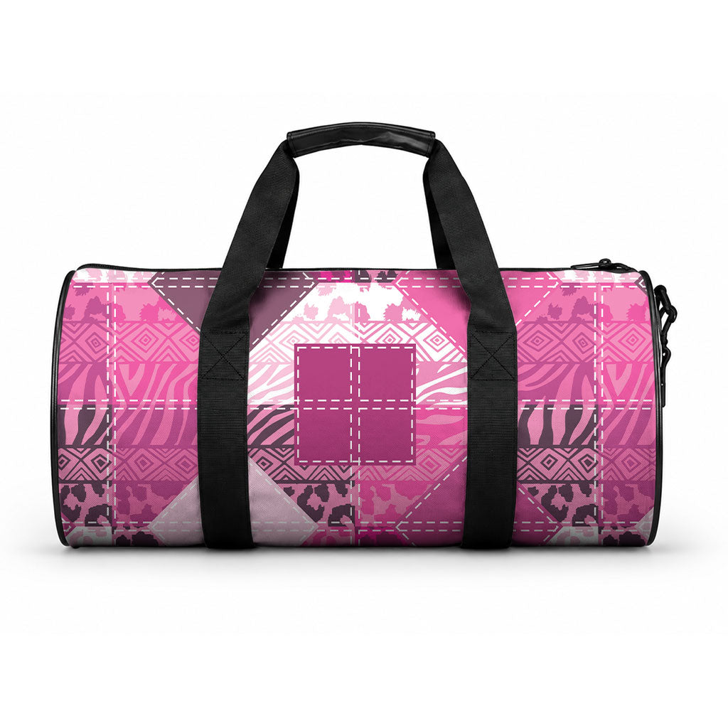 African American Quilt Inspired Duffle Bag Wild Animal Skin African Pink Tribal Elements