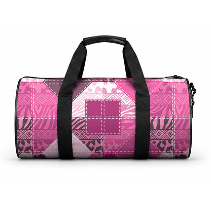 African American Quilt Inspired Duffle Bag Wild Animal Skin African Pink Tribal Elements