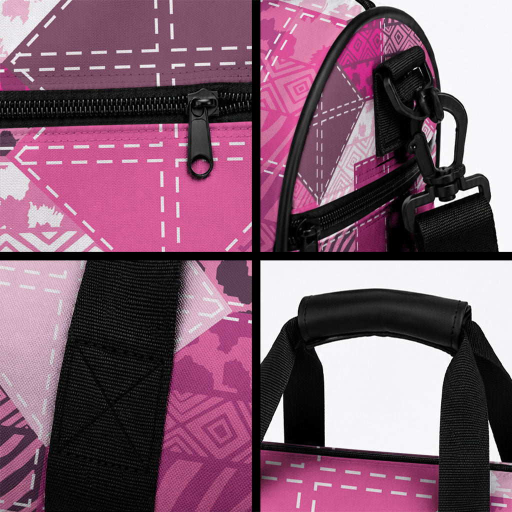 African American Quilt Inspired Duffle Bag Wild Animal Skin African Pink Tribal Elements