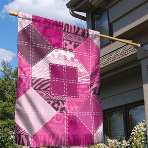 African American Quilt Inspired Garden Flag Wild Animal Skin African Pink Tribal Elements