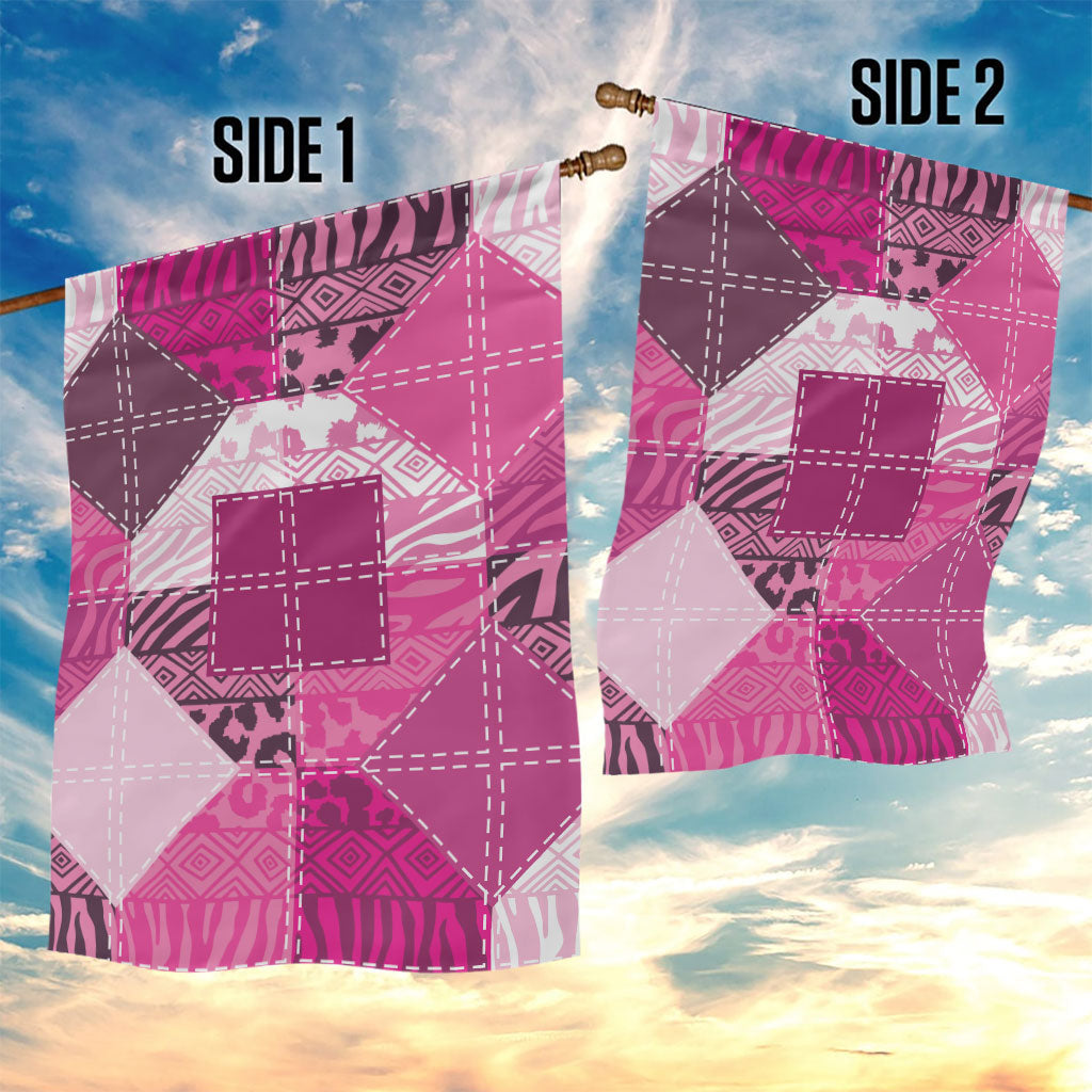 African American Quilt Inspired Garden Flag Wild Animal Skin African Pink Tribal Elements