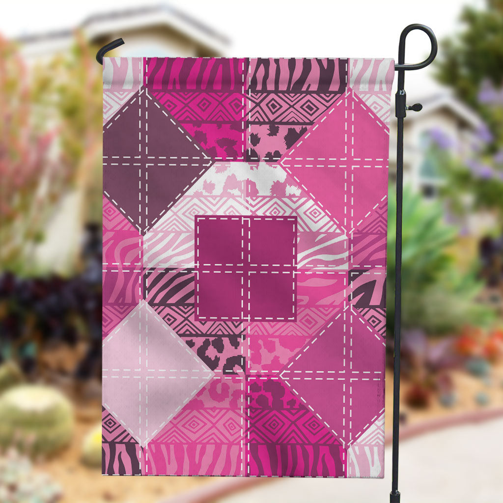 African American Quilt Inspired Garden Flag Wild Animal Skin African Pink Tribal Elements