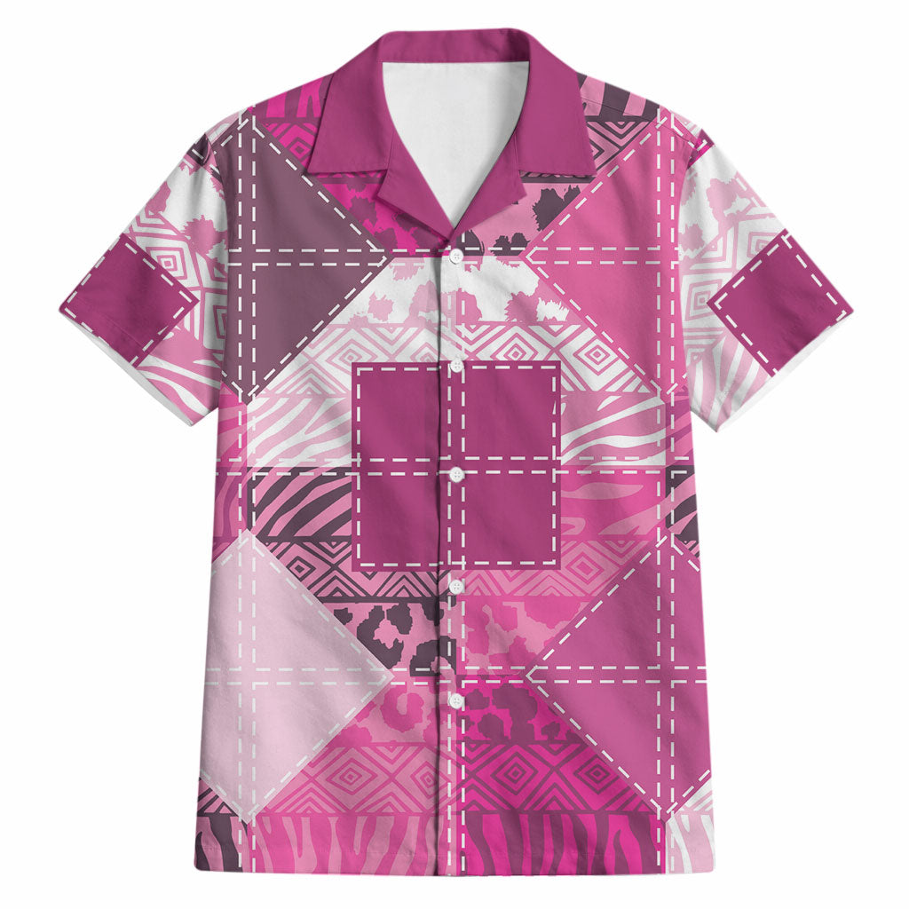 African American Quilt Inspired Hawaiian Shirt Wild Animal Skin African Pink Tribal Elements