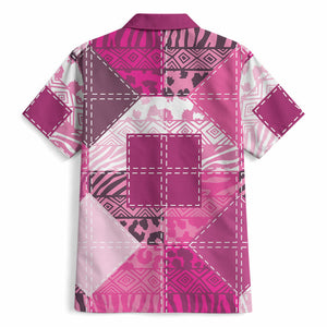 African American Quilt Inspired Hawaiian Shirt Wild Animal Skin African Pink Tribal Elements