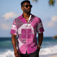 African American Quilt Inspired Hawaiian Shirt Wild Animal Skin African Pink Tribal Elements