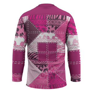African American Quilt Inspired Hockey Jersey Wild Animal Skin African Pink Tribal Elements
