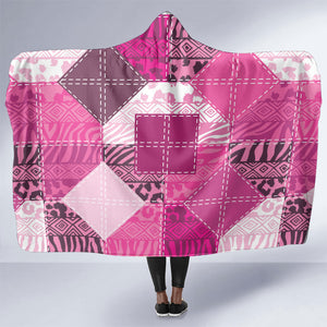 African American Quilt Inspired Hooded Blanket Wild Animal Skin African Pink Tribal Elements