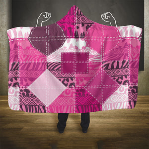 African American Quilt Inspired Hooded Blanket Wild Animal Skin African Pink Tribal Elements