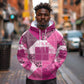 African American Quilt Inspired Hoodie Wild Animal Skin African Pink Tribal Elements