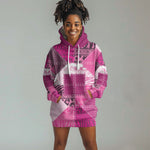 African American Quilt Inspired Hoodie Dress Wild Animal Skin African Pink Tribal Elements