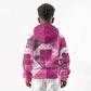 African American Quilt Inspired Kid Hoodie Wild Animal Skin African Pink Tribal Elements