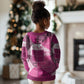 African American Quilt Inspired Kid Ugly Christmas Sweater Wild Animal Skin African Pink Tribal Elements